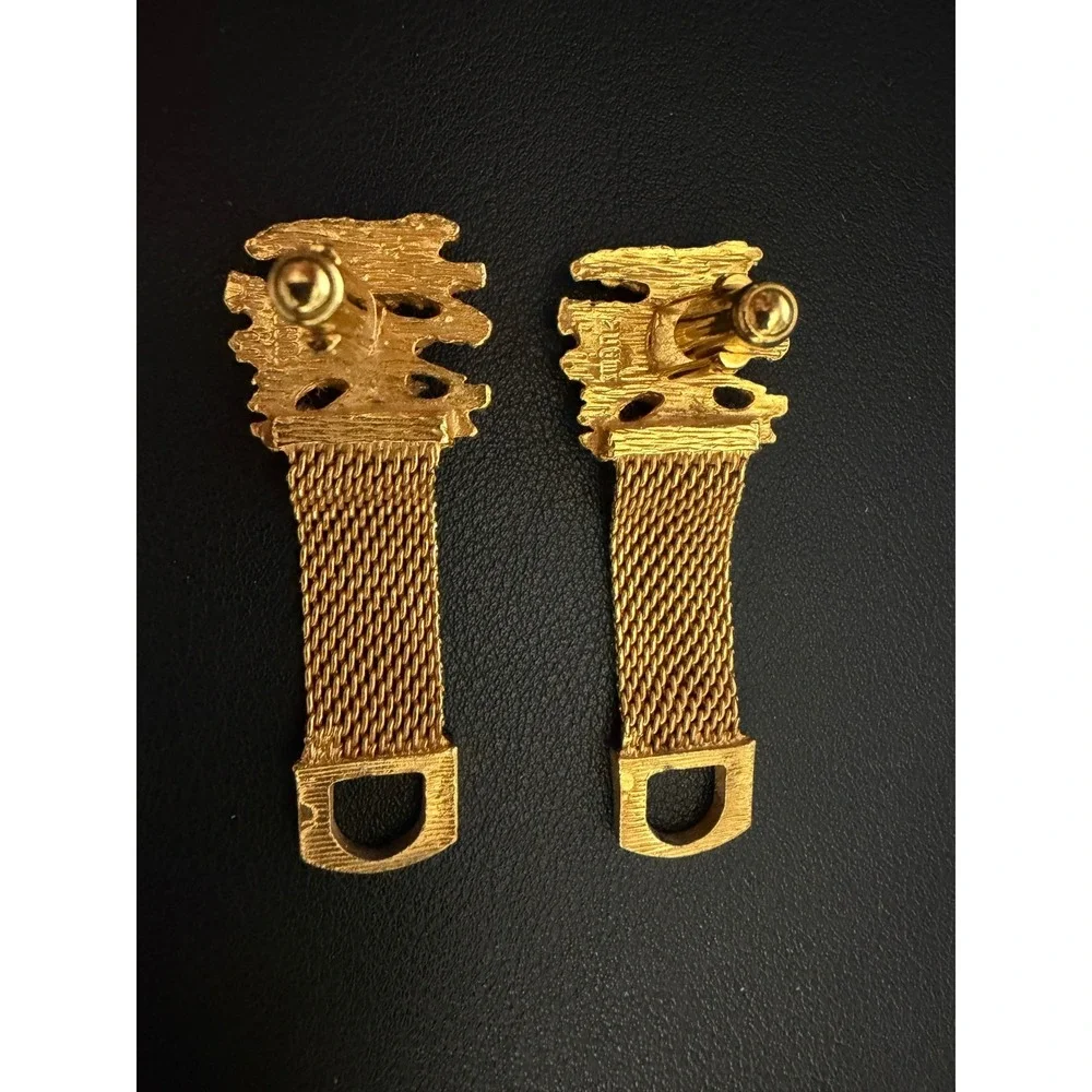 Vintage SWANK Brutalist Cufflinks Gold Tone Nugget